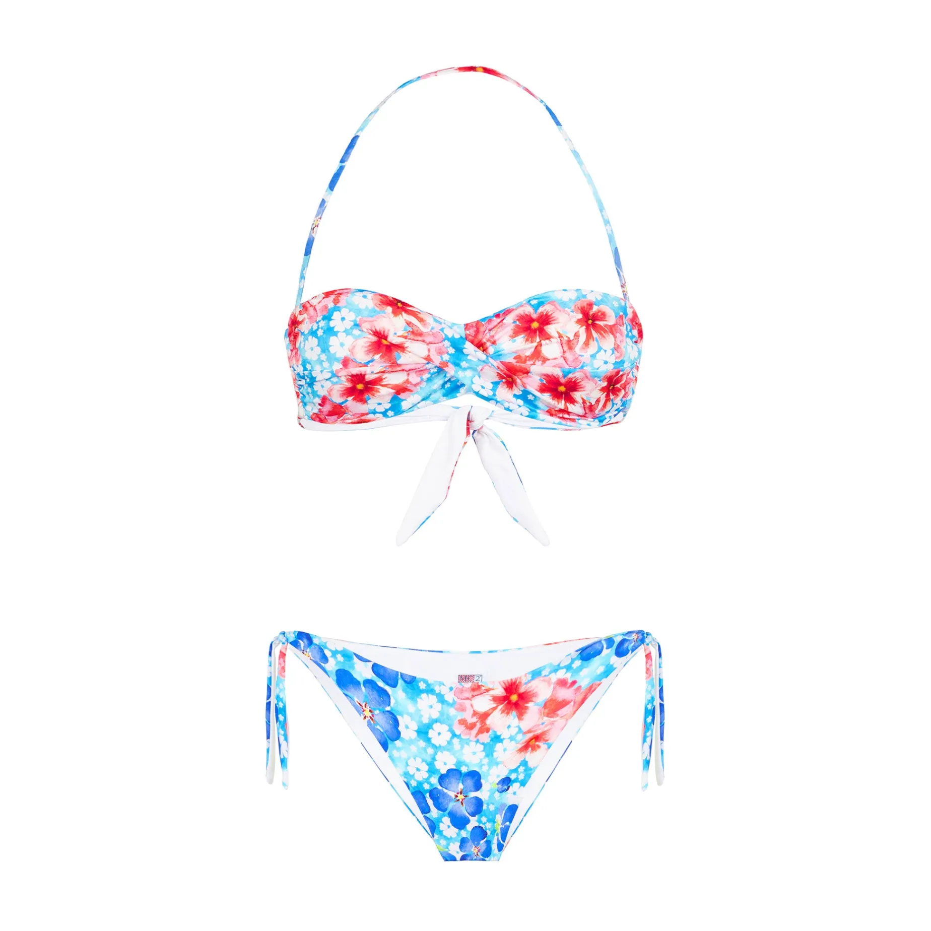 Bandeau-Bikini für Damen mit Blumenprint