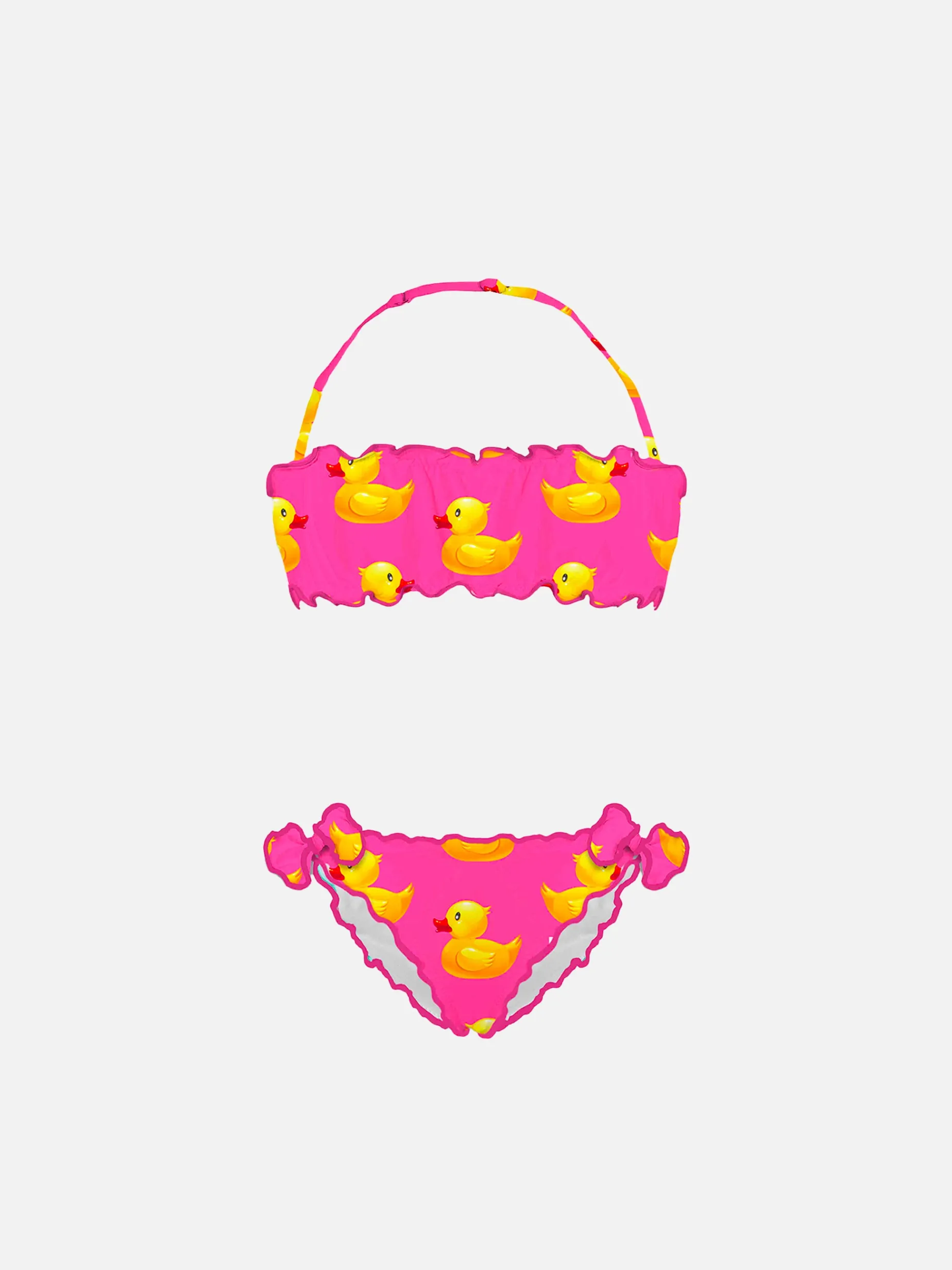 Bandeau-Bikini für Mädchen mit Entenmuster