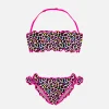 Bandeau-Bikini für Mädchen mit Leopardenmuster
