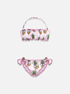 Bandeau-Bikini für Mädchen mit Ananas-Print