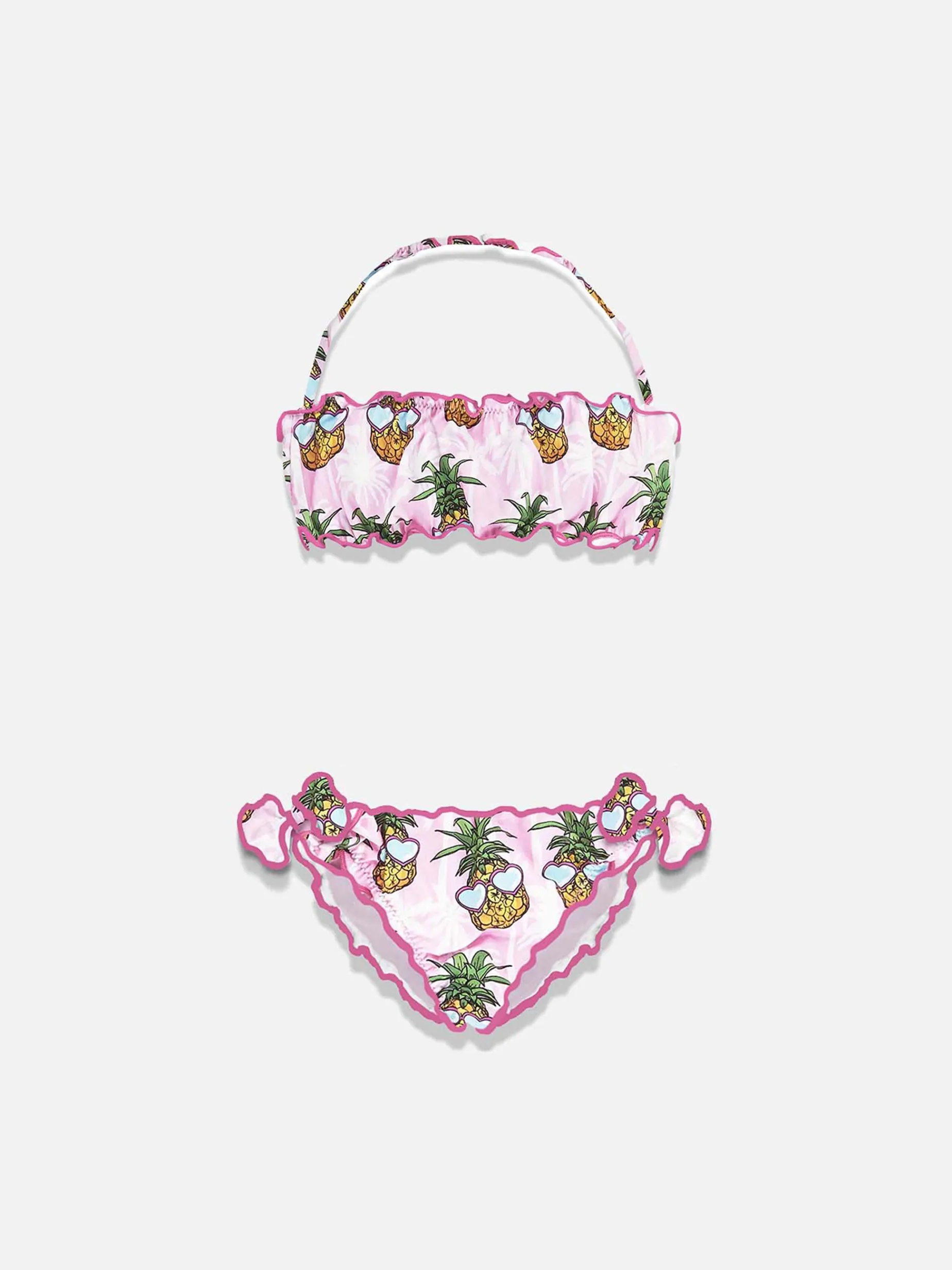 Bandeau-Bikini für Mädchen mit Ananas-Print