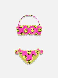 Bandeau-Bikini für Mädchen mit Smile-Print