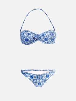 Bandeau-Bikini mit optischem Aufdruck