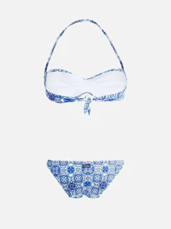 Bandeau-Bikini mit optischem Aufdruck