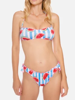 Bandeau-Bikini mit Wassermelonenmuster