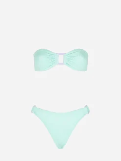 Bandeau-Bikinistoff in Crinkle-Optik in Pastelltönen