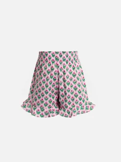 Baumwoll-Rüschenshorts Ander P für Mädchen mit Blumendruck