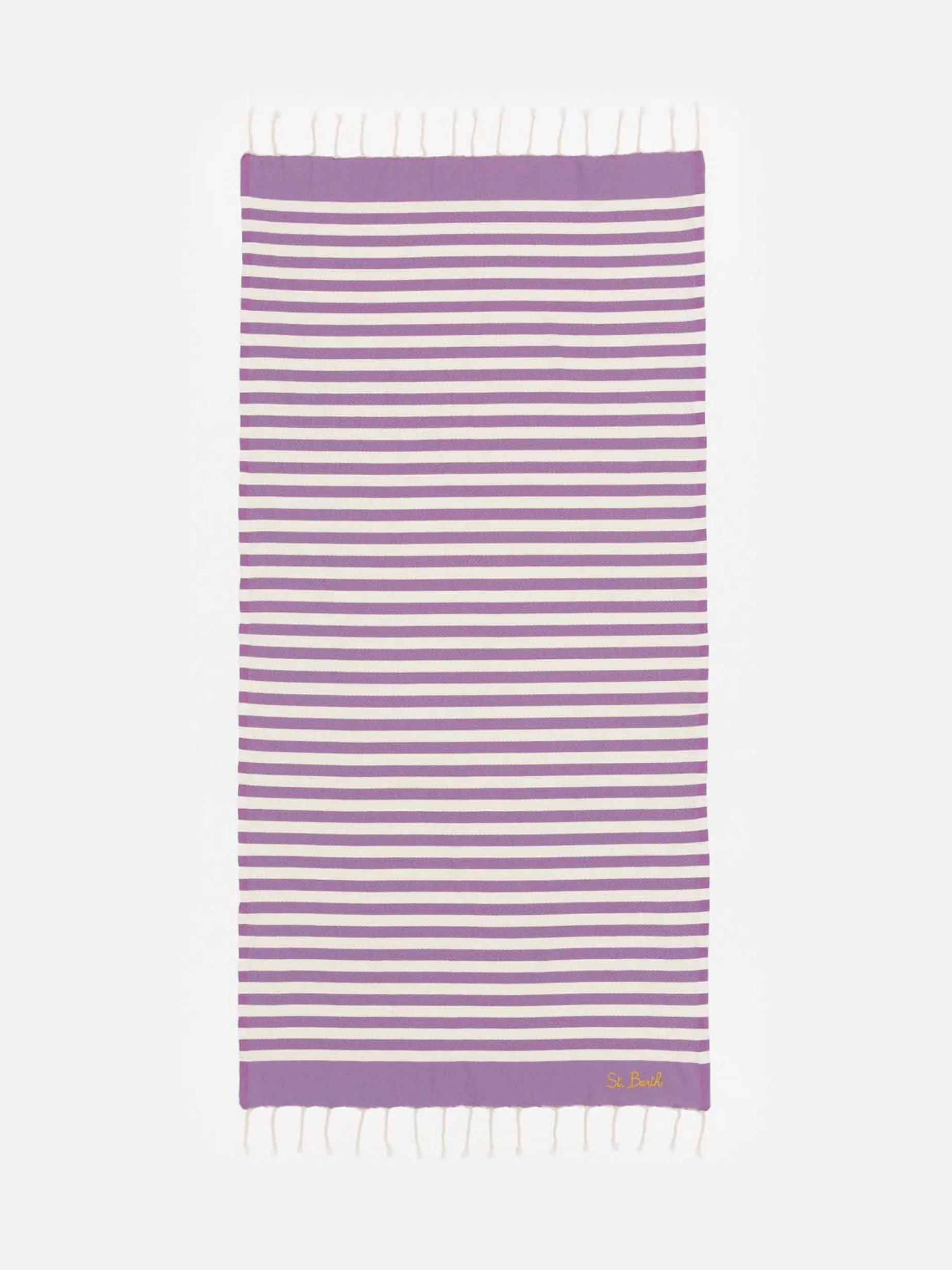 Baumwoll-Strandtuch Fouta mit lila Streifendruck