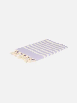 Baumwoll-Strandtuch Fouta mit lila Streifendruck