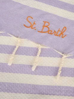 Baumwoll-Strandtuch Fouta mit lila Streifendruck