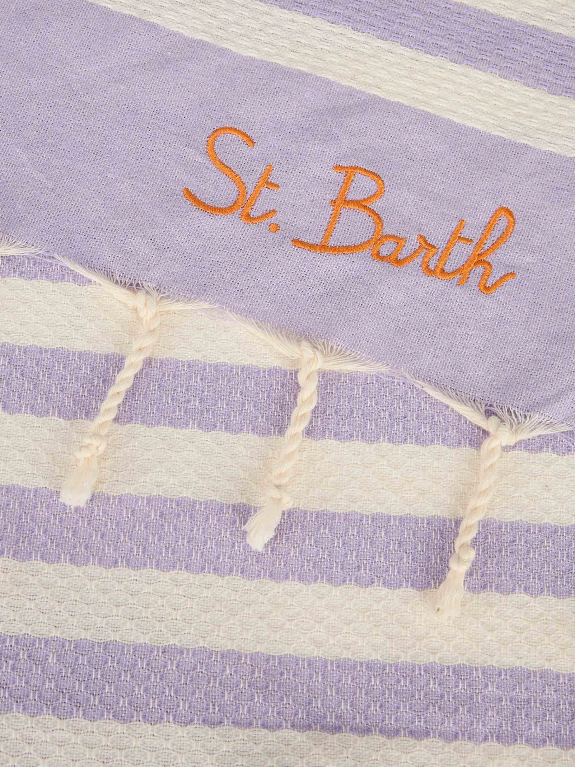 Baumwoll-Strandtuch Fouta mit lila Streifendruck