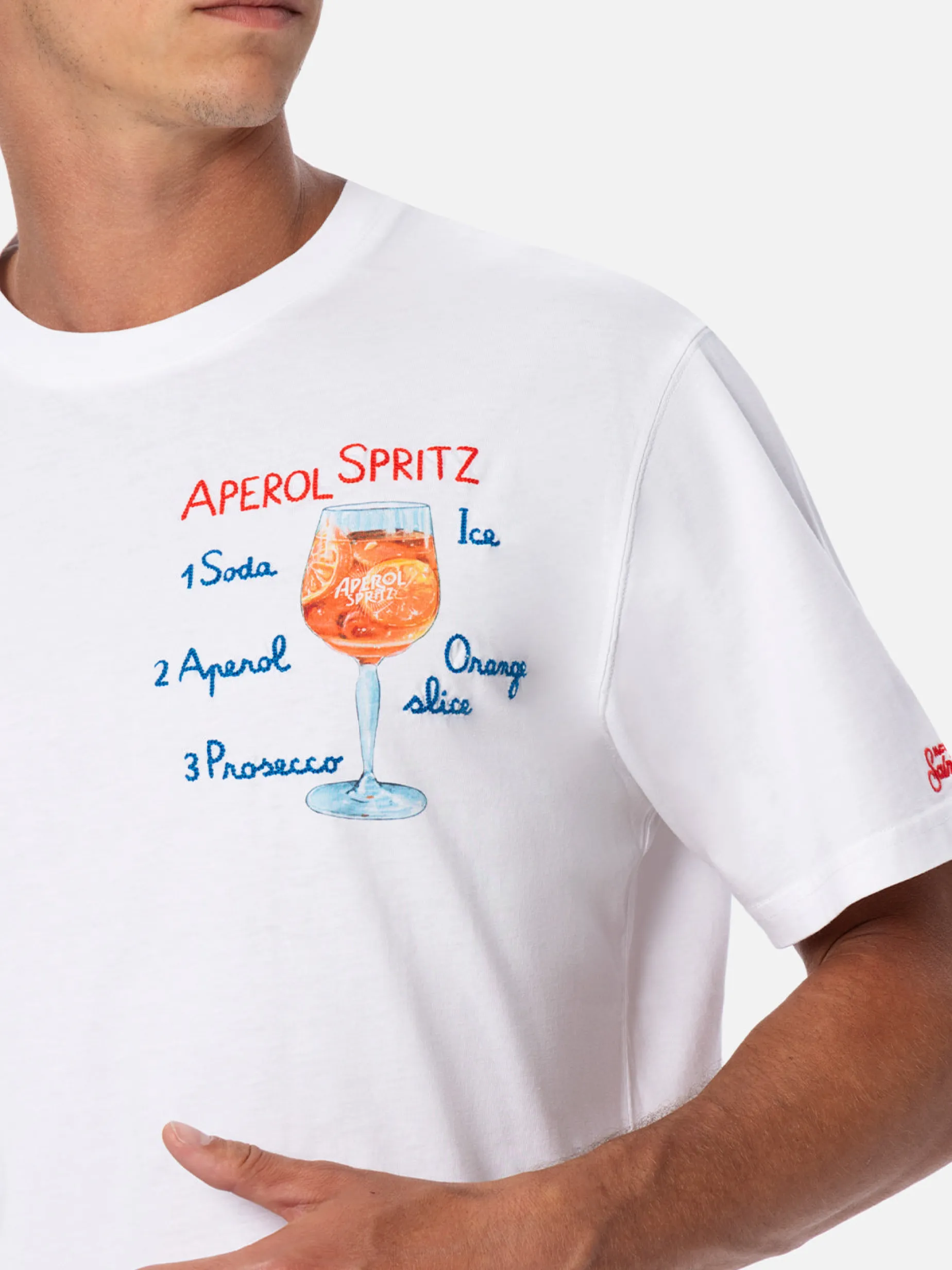 Baumwoll-T-Shirt für Herren mit Aperol-Spritz-Aufdruck und Stickerei | APEROL SPECIAL EDITION