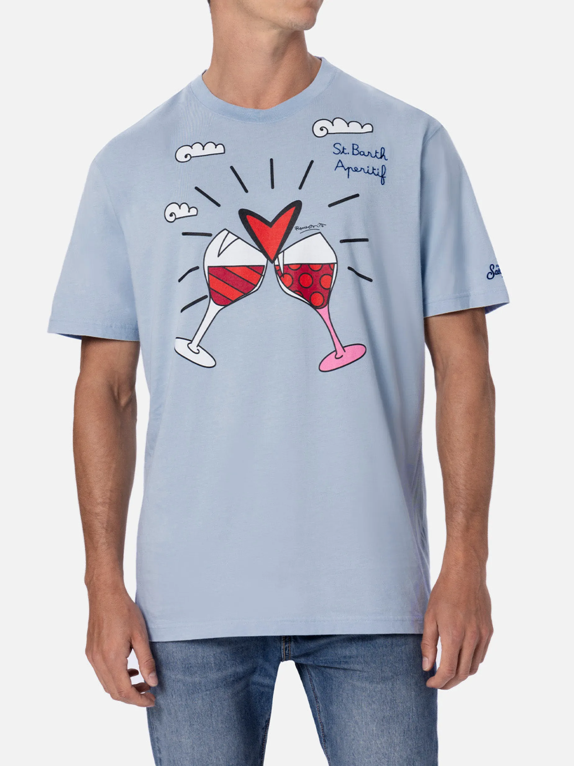 Baumwoll-T-Shirt für Herren mit Britto-Brillen-Aufdruck und Stickerei | ©BRITTO SPECIAL EDITION