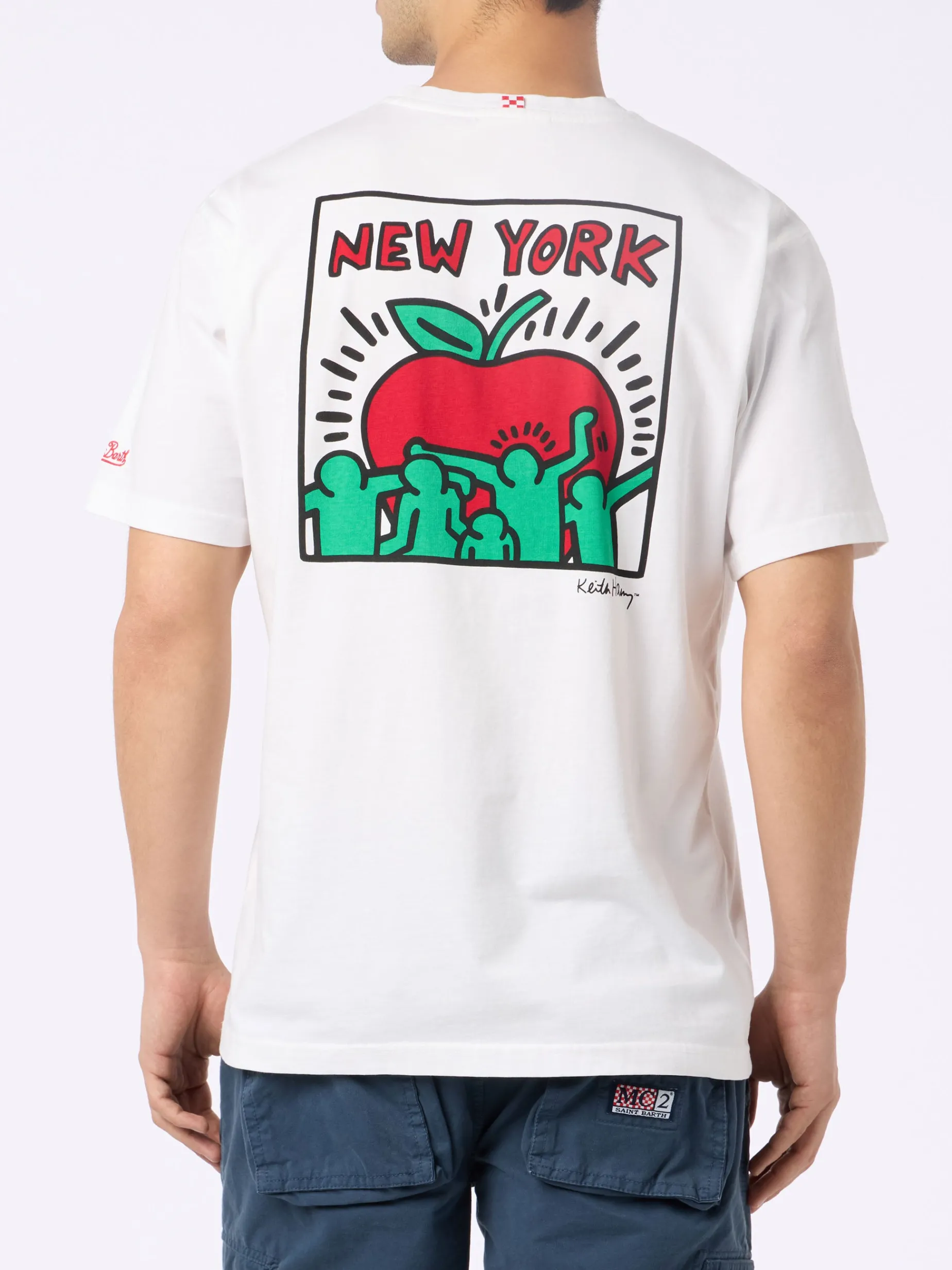 Baumwoll-T-Shirt für Herren mit Aufdruck im Keith-Haring-Design auf der Vorder- und Rückseite | KEITH HARING SONDERAUSGABE