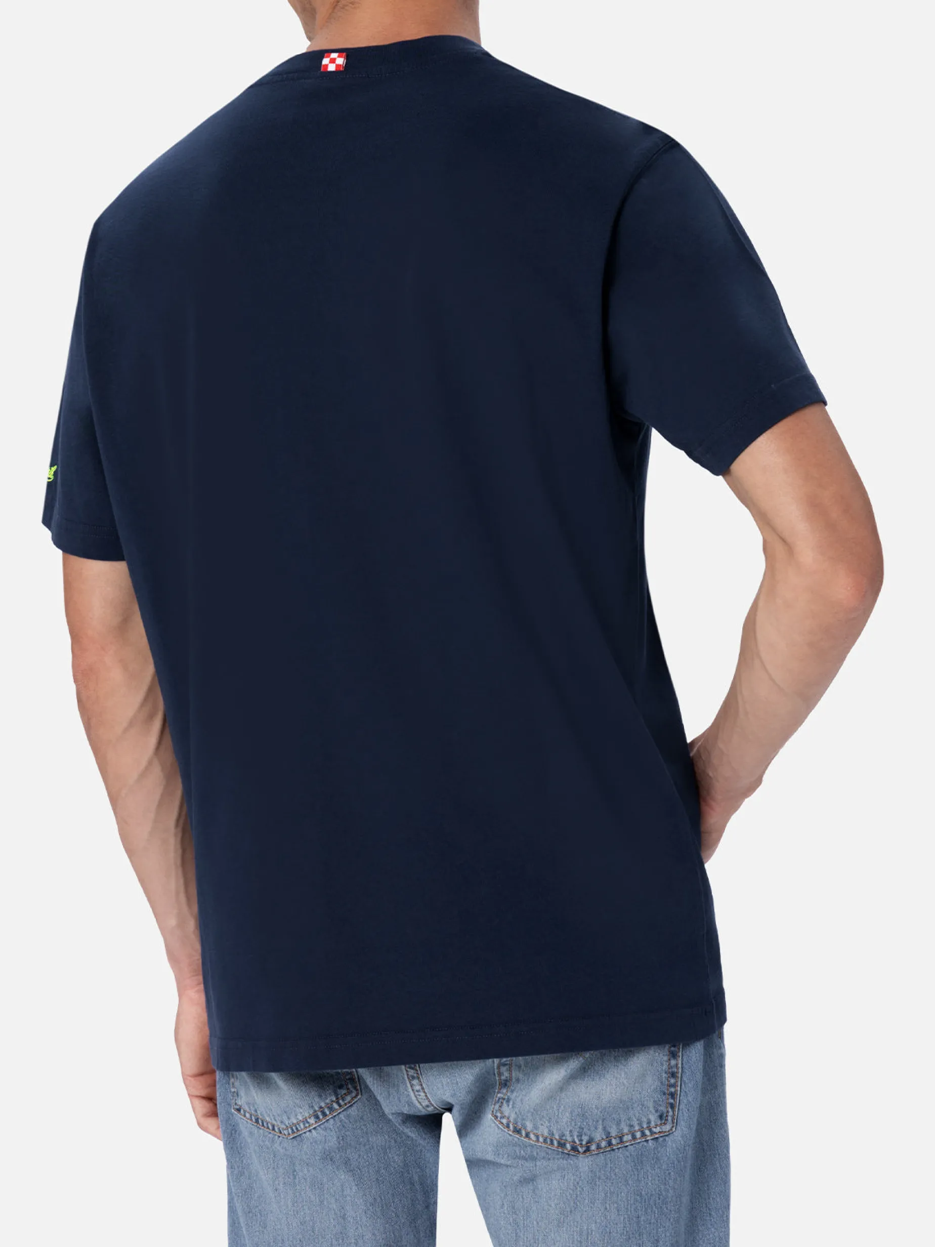 Baumwoll-T-Shirt für Herren mit platziertem Lodola-Aufdruck und Stickerei | MARCO LODOLA SPECIAL EDITION