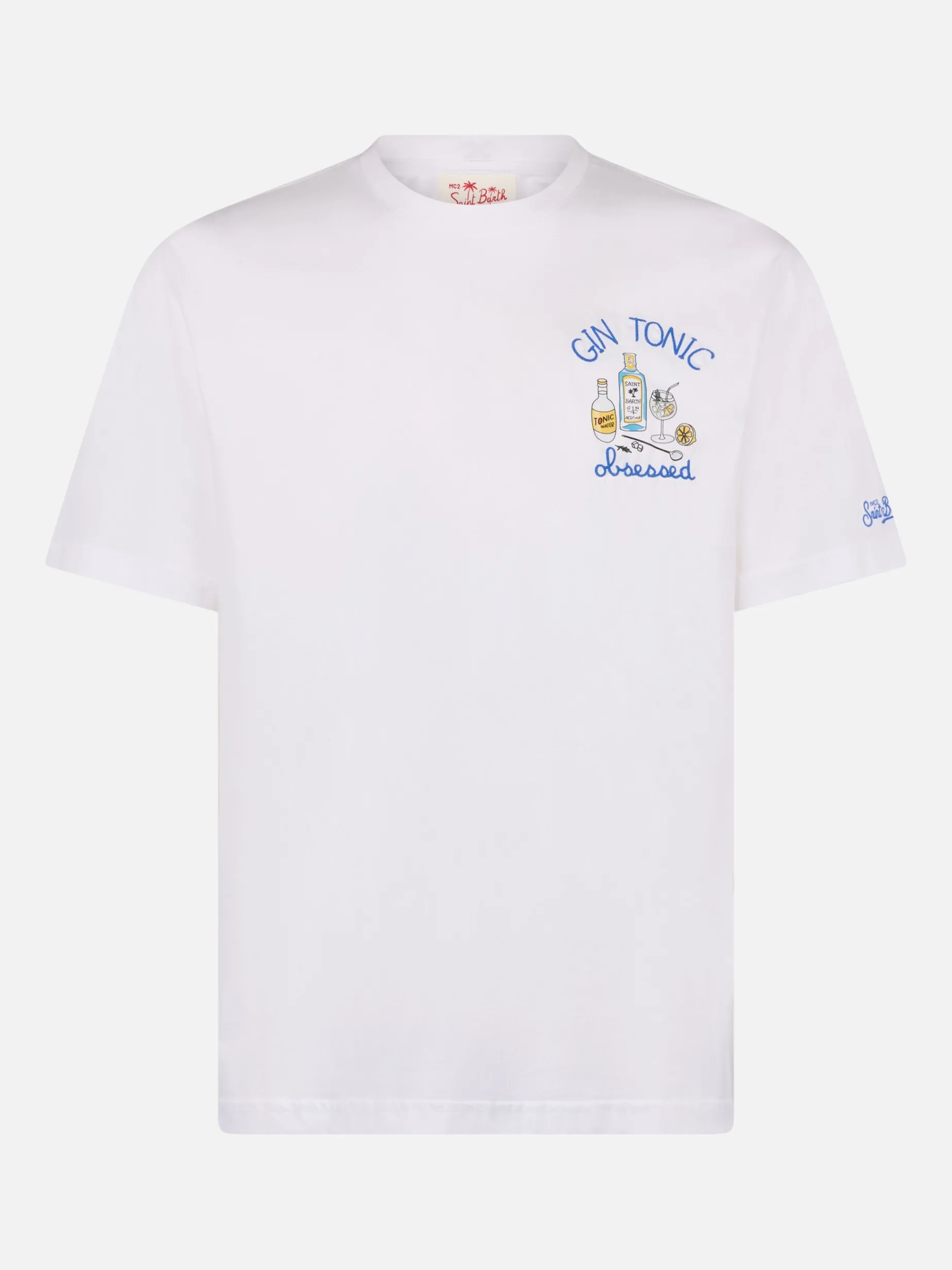 Baumwoll-T-Shirt für Herren mit Gin Tonic-Stickerei