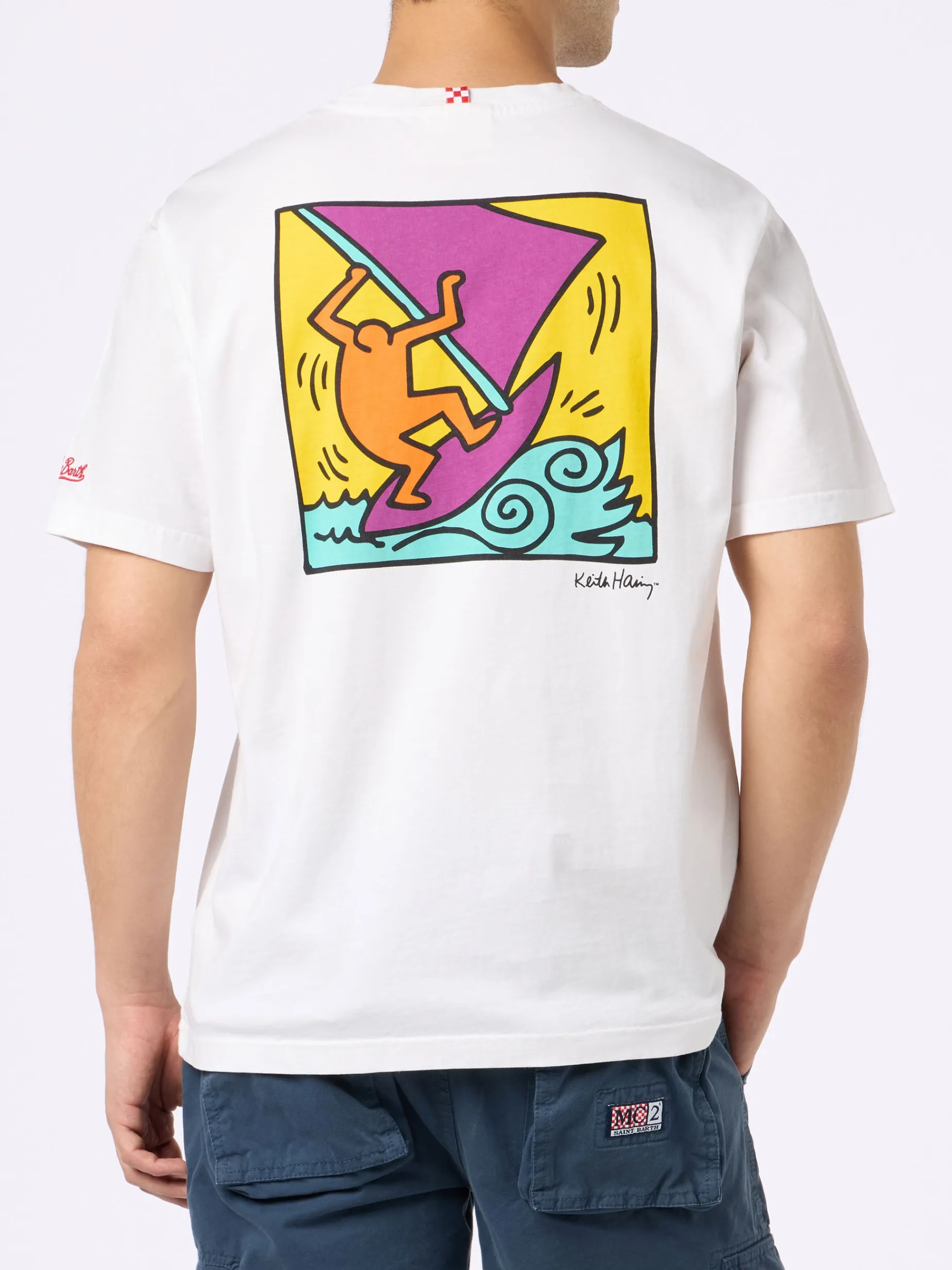 Baumwoll-T-Shirt für Herren mit Aufdruck im Keith-Haring-Design auf der Vorder- und Rückseite | KEITH HARING SONDERAUSGABE