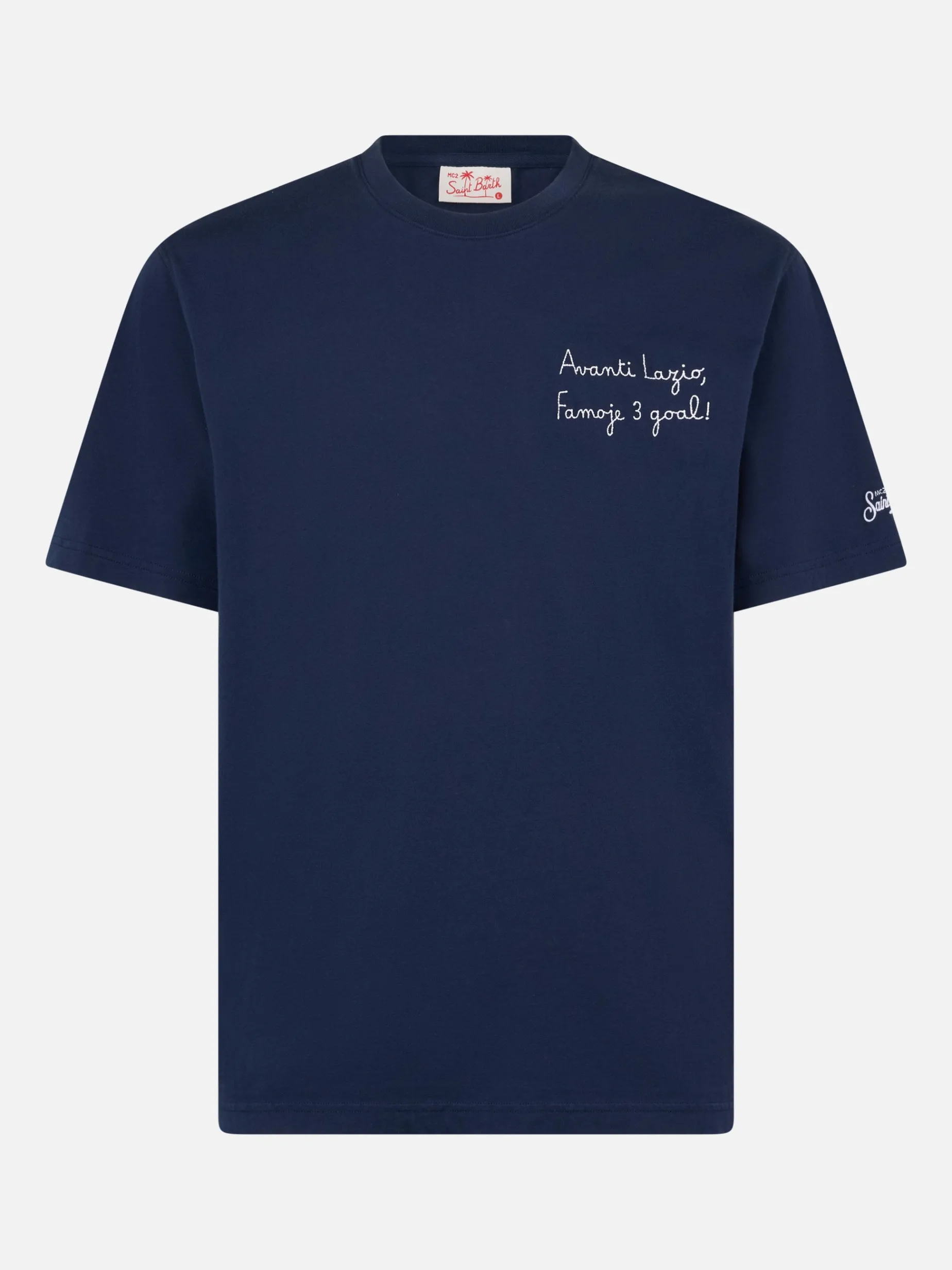 Baumwoll-T-Shirt für Herren mit Stickerei „Avanti Lazio, Famoje 3 Goal!“ | SS LAZIO SPECIAL EDITION