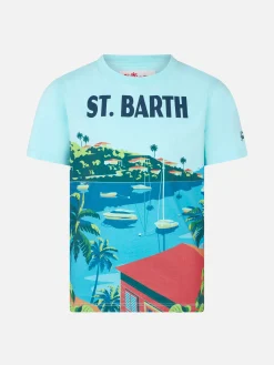 Baumwoll-T-Shirt für Jungen mit St. Barth-Postkartendruck