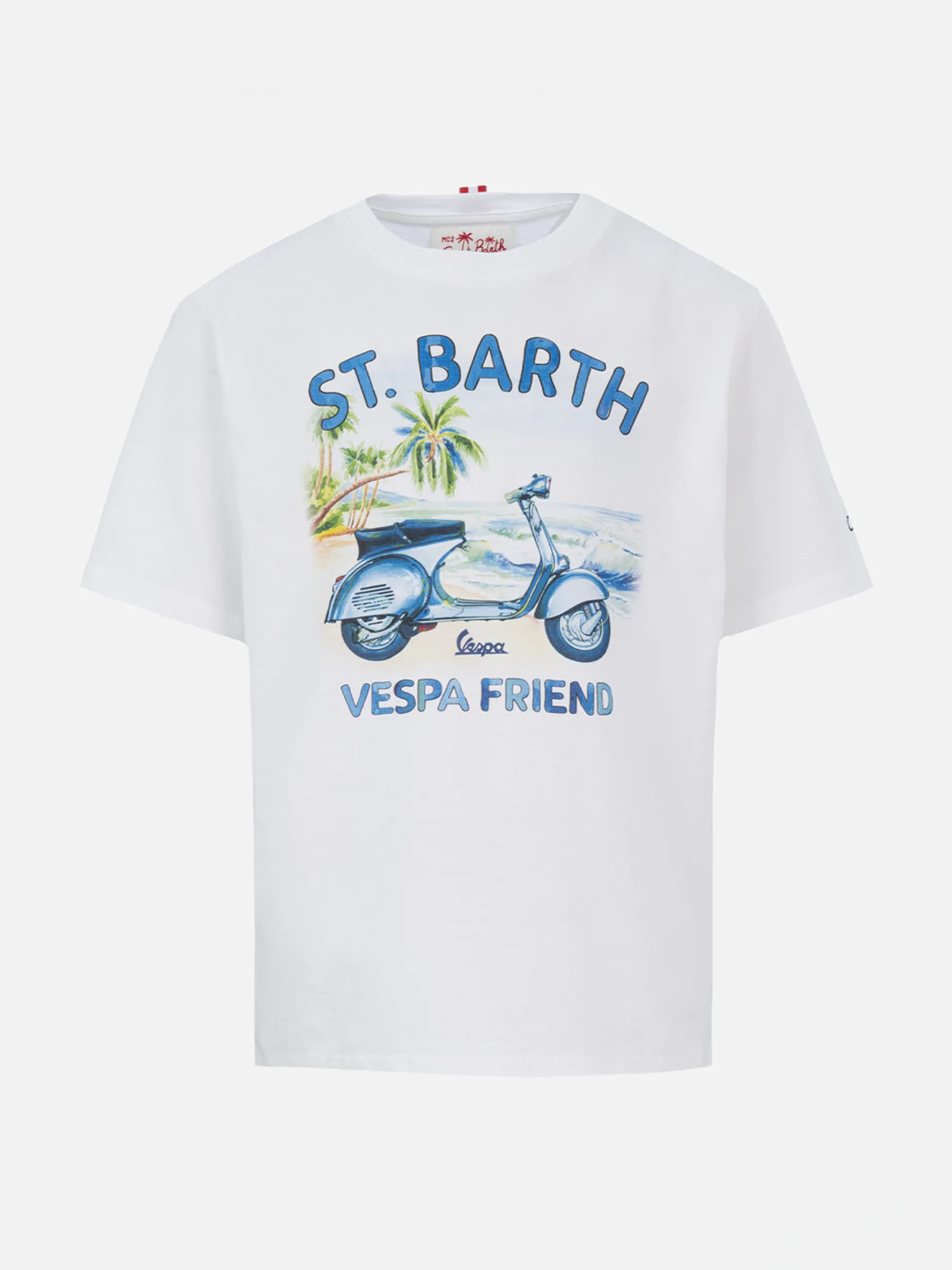 Baumwoll-T-Shirt für Jungen mit St. Barth Vespa Friends-Aufdruck | VESPA SPECIAL EDITION