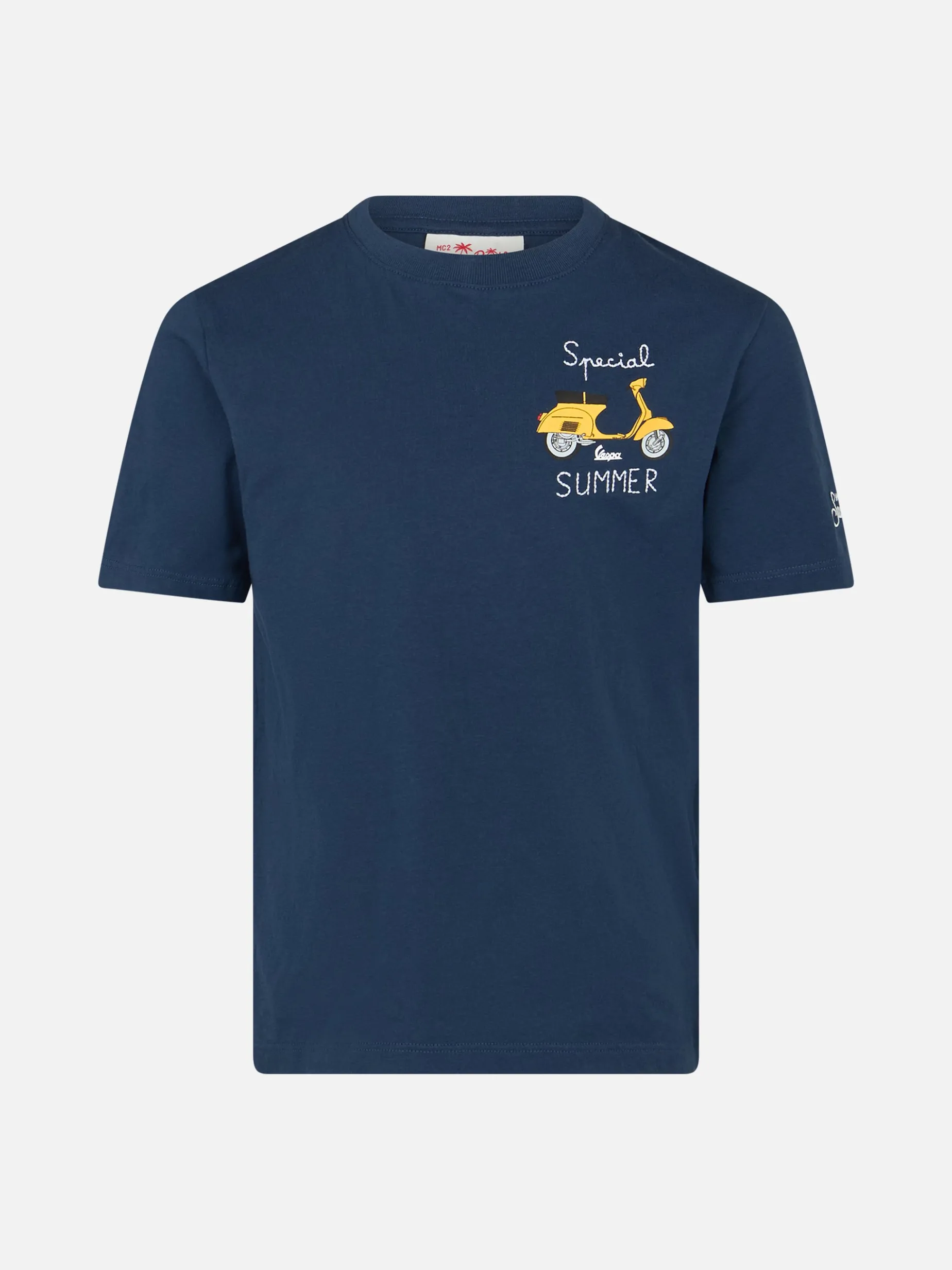 Baumwoll-T-Shirt für Jungen mit Vespa-Aufdruck und Special Summer-Stickerei | VESPA-SONDEREDITION