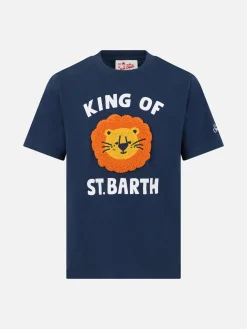 Baumwoll-T-Shirt für Jungen mit Frottee-Aufnäher „King of St. Barth“.