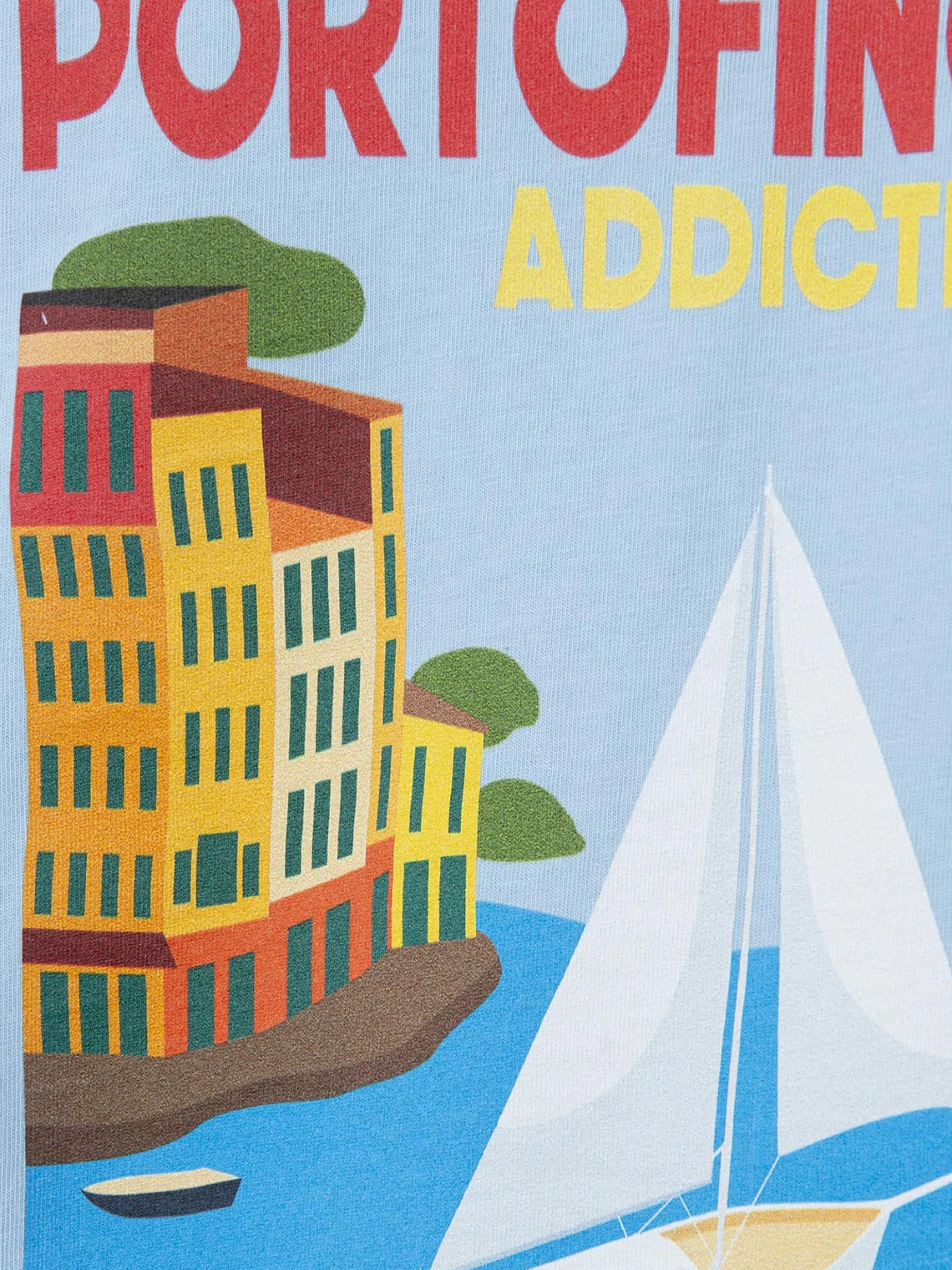 Baumwoll-T-Shirt für Jungen mit Postkarten-Print „Portofino Addict“.