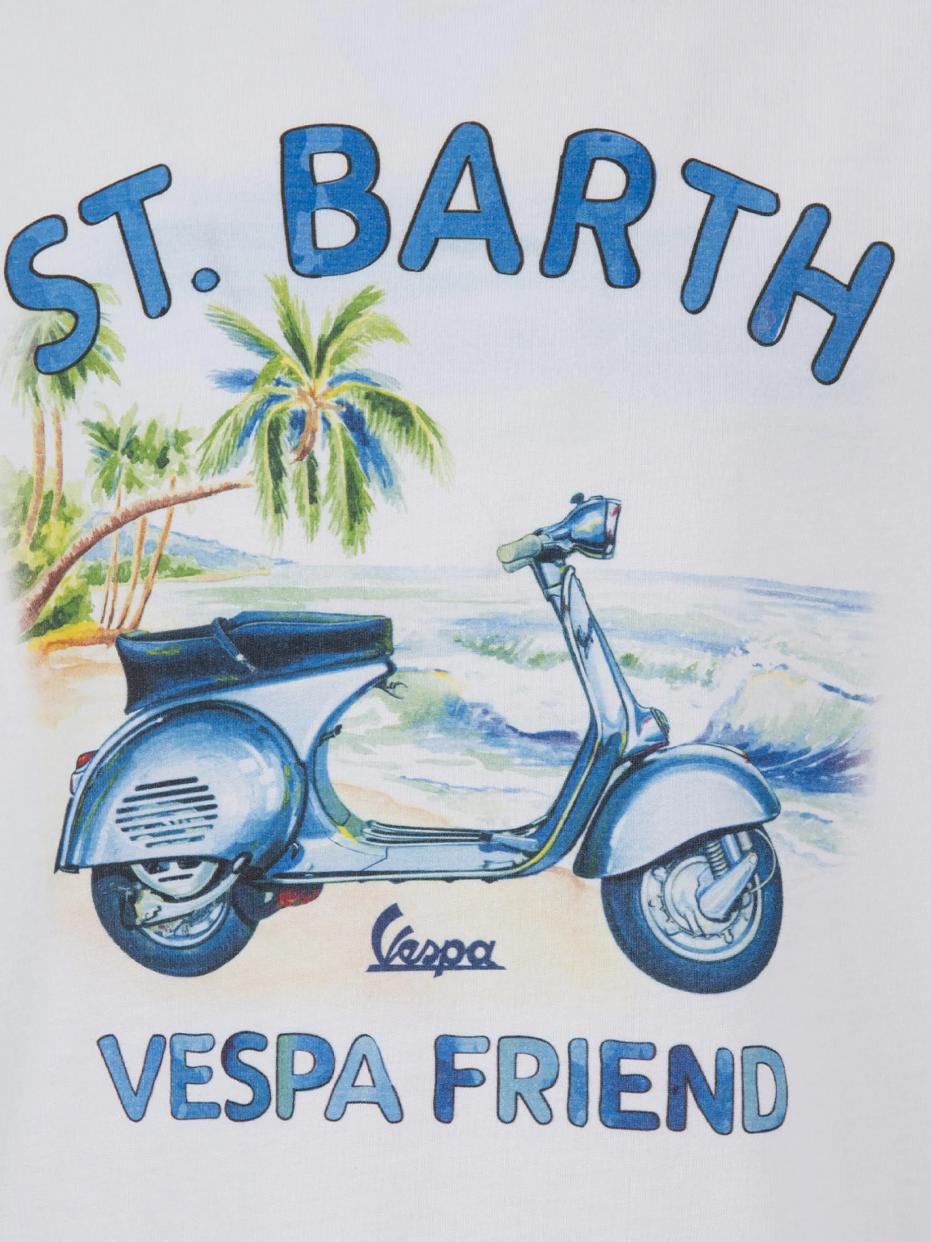 Baumwoll-T-Shirt für Jungen mit St. Barth Vespa Friends-Aufdruck | VESPA SPECIAL EDITION
