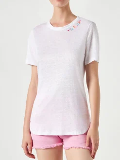 Baumwoll-T-Shirt mit Love St. Barth-Stickerei