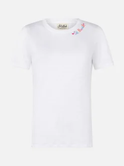 Baumwoll-T-Shirt mit Love St. Barth-Stickerei