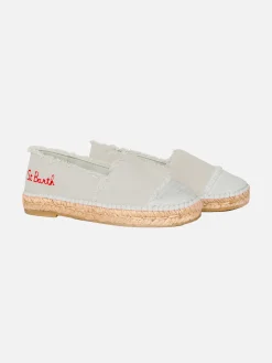 Beige Canvas-Espadrillas mit Stickerei