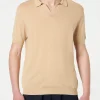 Beige gestricktes Polo-T-Shirt für Herren
