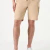 Beige Leinen-Bermudashorts