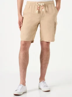 Beige Leinen-Bermudashorts