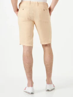 Beige Leinen-Bermudashorts