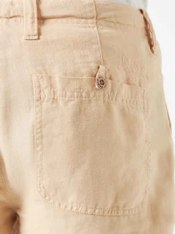 Beige Leinen-Bermudashorts