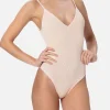Beigefarbener Crinkle-Einteiler-Badeanzug für Damen Susanne