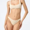 Beigefarbener klassischer Crinkle-Bralette-Bikini für Damen Naima Naomi