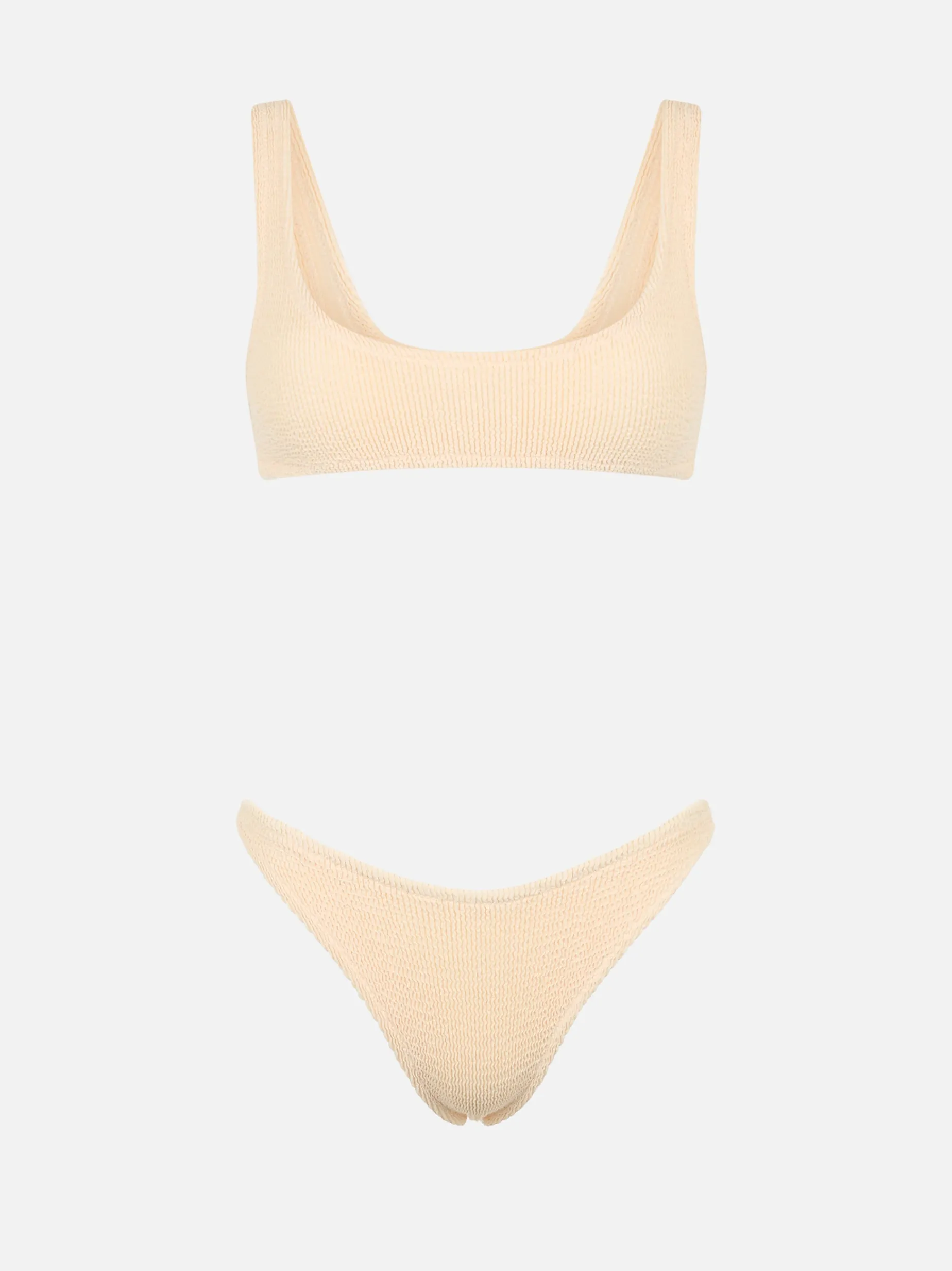 Beigefarbener klassischer Crinkle-Bralette-Bikini für Damen Naima Naomi