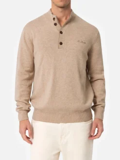 Beigefarbener Polopullover Dorian aus Kaschmirmischung für Herren