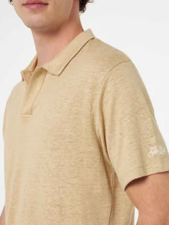 Beigefarbenes Herren-Leinen-Poloshirt Fraser
