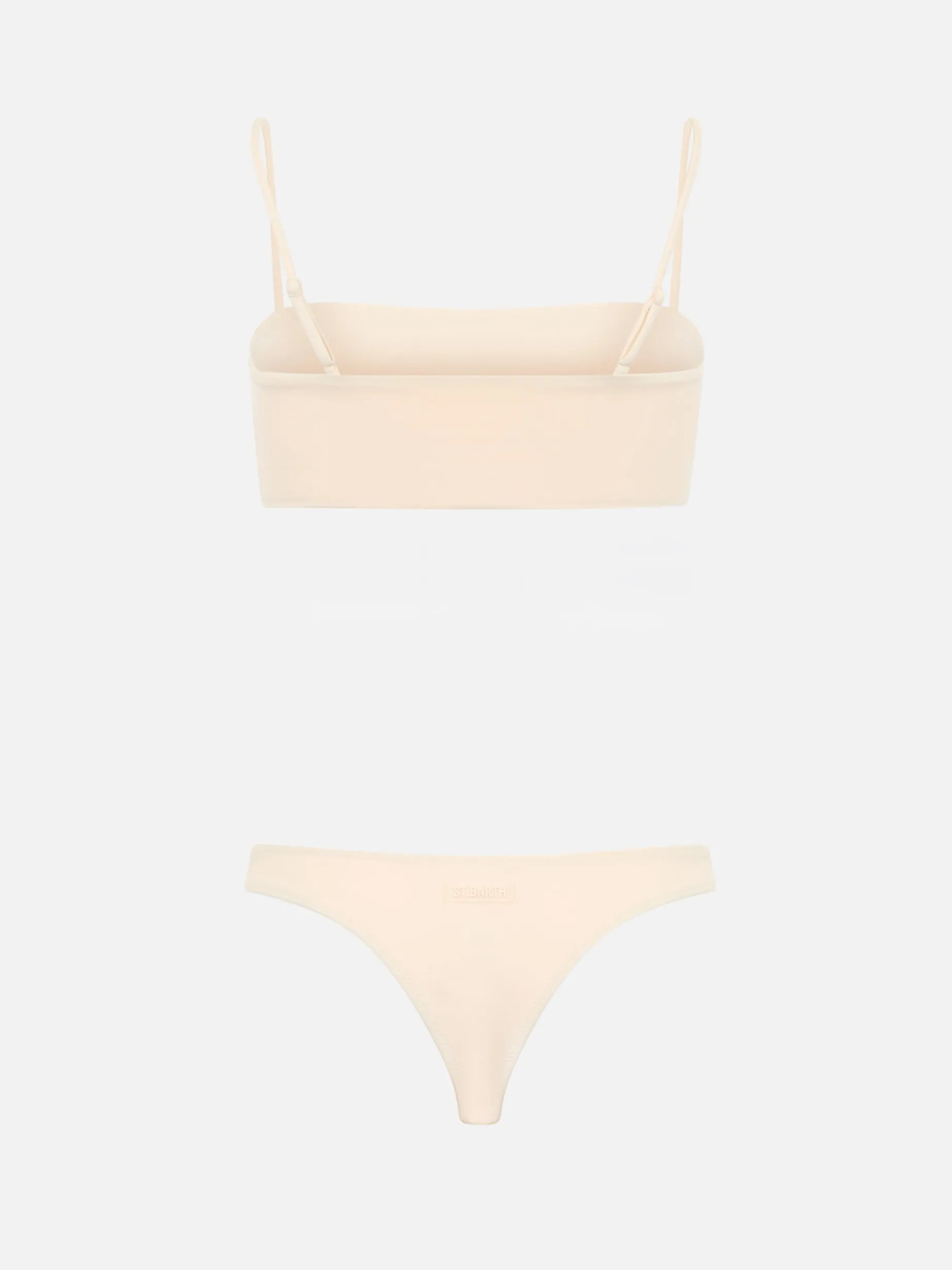 Beiger Bandeau-Bikini Athena Naomi für Damen mit Strasssteinen