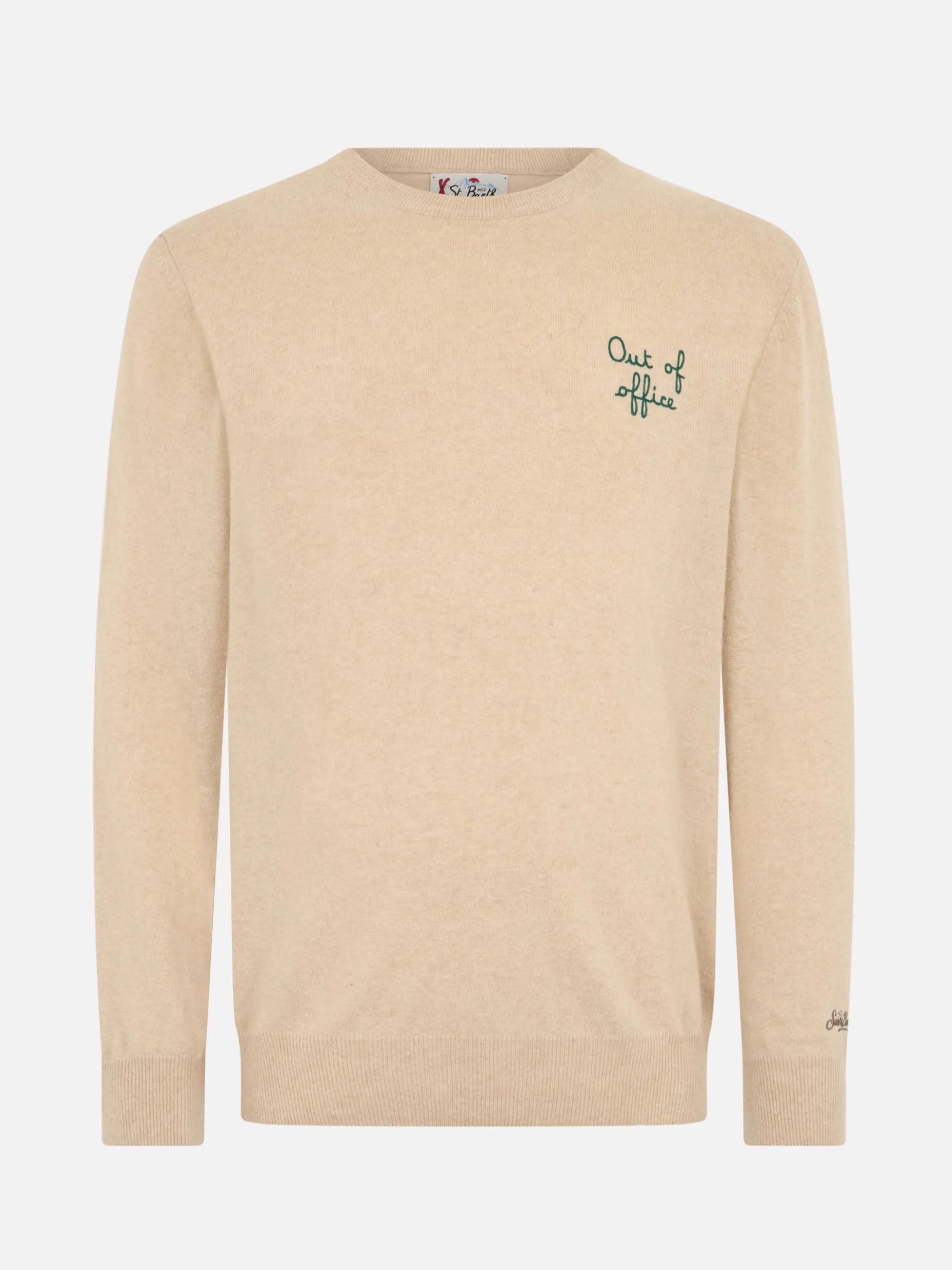 Beiger Herrenpullover Heron mit Abwesenheitsstickerei