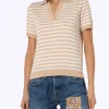 Beiges gestreiftes Strickpolo für Damen Evonne