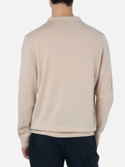 Beiges Poloshirt Covent aus Merinowolle für Herren