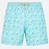 Bequeme Herren-Badeshorts aus Stretchstoff mit Seestern-Print