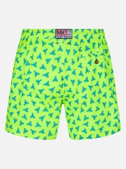Bequeme Herren-Badeshorts aus leichtem Stoff mit Hummer-Print