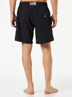 Bequeme und elastische Herren-Badeshorts in Schwarz