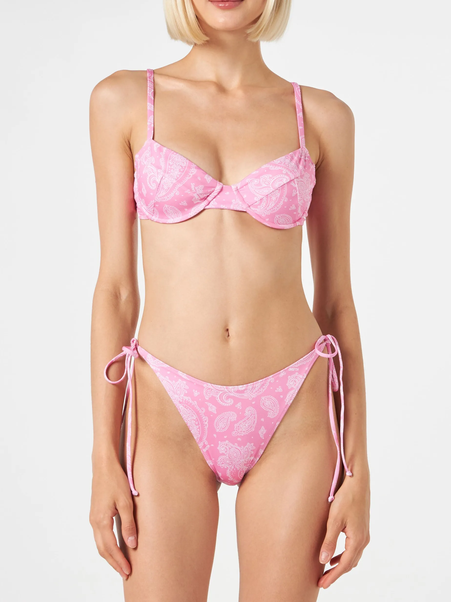 Bügel-Bralette-Bikini für Damen mit Paisley-Print