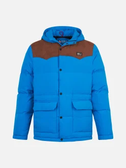 Blaue Daunenjacke für Herren mit Kapuze